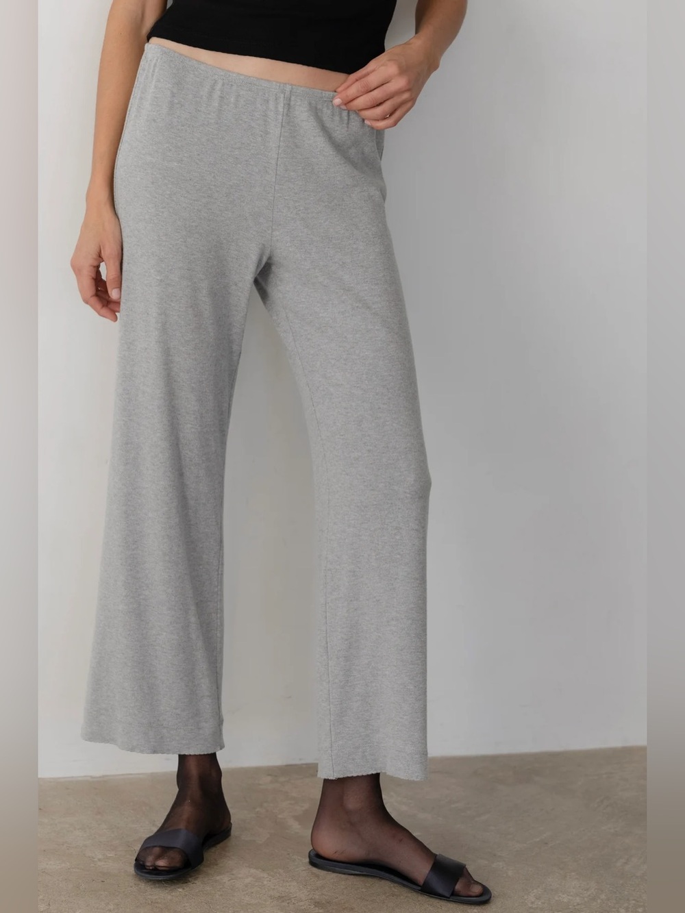 DONNI. Baby Rib Scallop Pant Heather Grey
